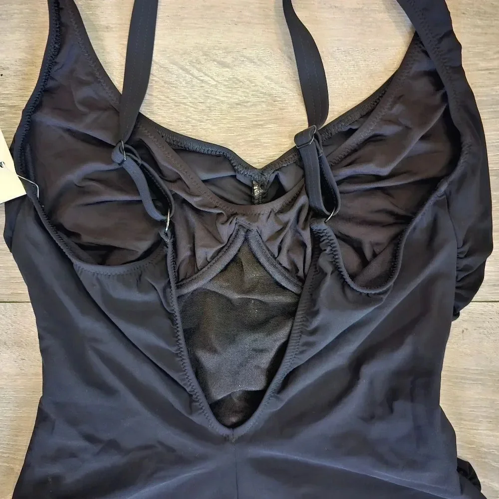 Contours Solitaire V-Neck center Rushing Underwire black One Piece Swimsui… - Picture 10 of 16